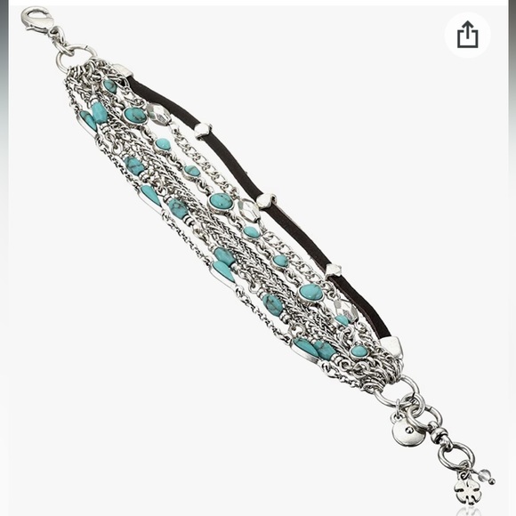 Lucky Brand Jewelry Lucky Brand Silver Tone Leather And Turquoise